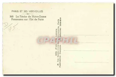 Strzała Notre-Dame — panorama wschodniego Paryża — wydawca A. Lecomte — Rewers
