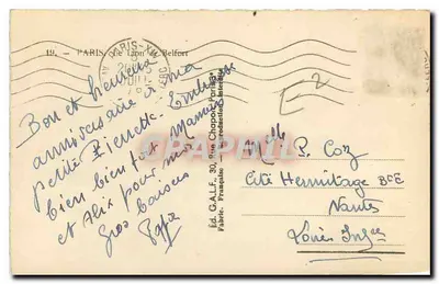 O Leão de Belfort — Paris — Éd. G.A.L.F., 30, Rue Chapon, Paris — Verso