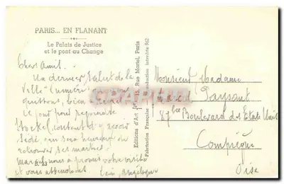 Paryż... w spacerze — Pałac Sprawiedliwości i most Change — Wydawnictwo Sztuki Francuskiej, nr 962 — Rewers