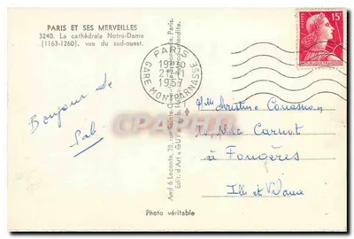 Notre-Dame di Parigi — vista dal sud-ovest — editore André Leconthe, n° 3240 — Verso