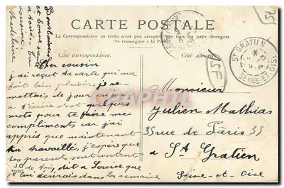 Bilhete postal antigo Paris A Bastilha e a Coluna de Julho — Verso