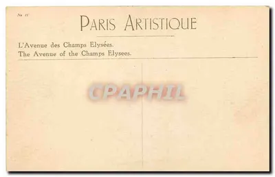 A Avenida dos Campos Elísios — Paris — editor Paris Artistique, n° 48 — Verso