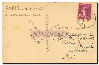 Palazzo della Concordia — Parigi — Edizioni d'Arte Yvon — Verso