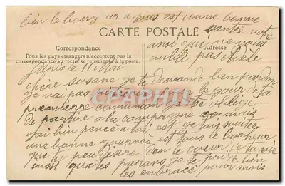 Bilhete postal antigo Porta da Felicidade de Paris — Verso