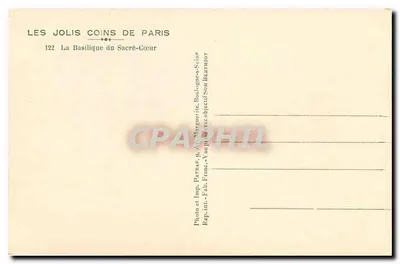 Basiliek van het Heilig Hart — Parijs — Uitgever: Patras, n° 122 — Achterkant