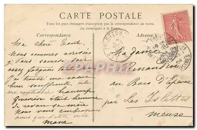 Paris — A Praça Vendôme — C.P.A. n° 83-C — Verso