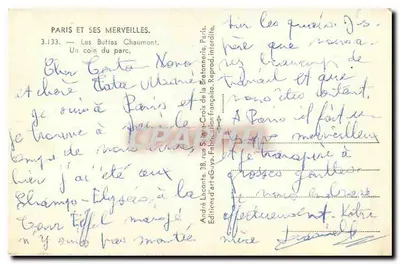 Les Buttes Chaumont — Um canto do parque — Guy — Verso