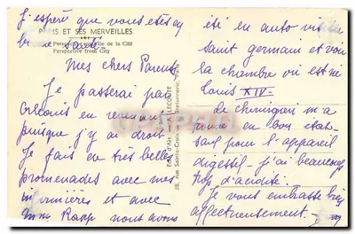 Paryż i jego cuda — Perspektywa na Cité — Wydawca A. Leconte, Paryż — Rewers