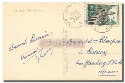 Notre-Dame w Paryżu — widok fasady — Wydawnictwo Réb. szczegółowe, seria 68 — Rewers