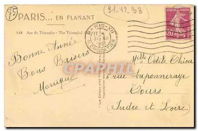 Arc de Triomphe — Paryż — Wydawnictwo Art YVON, nr 144 — Rewers