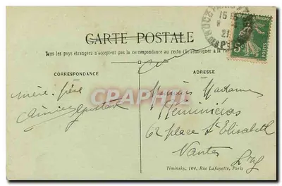 Paris — A Madeleine — T. M. K. — Verso