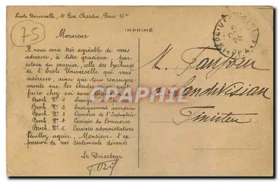 Universelle Schule — Paris, 16. — Gedruckt von der Universellen Schule — Rückseite