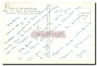 Paryż i jego cuda — Strzała Notre-Dame, panorama Seiny — Wydawnictwo Sztuki 'GUY', Paryż — Rewers
