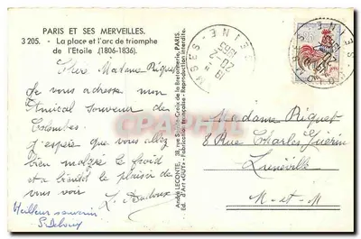 Arc de Triomphe — Place de l’Étoile — Wyd. André LECONTE, nr 3205 — Rewers