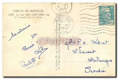 Wieża Eiffla (1887-1889), widok z ulicy York — Guy, n°4.076 — Rewers