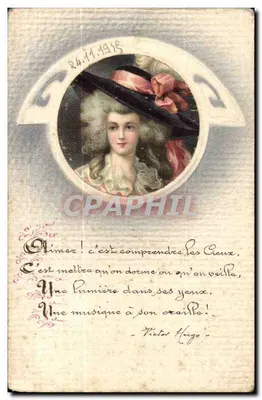 Portrait de femme en costume d'époque — citation de Victor Hugo — éditeur Lévi-Lévy-Tap