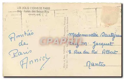Patras — Palácio das Artes Plásticas — Les Jolis Coins de Paris — Verso
