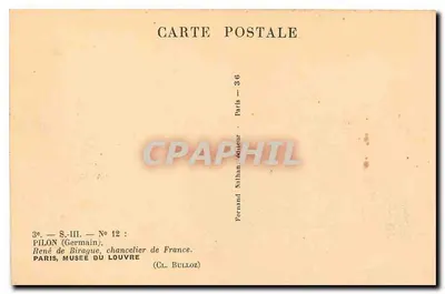 René de Birague, kanclerz Francji — pomnik w Muzeum Louwra — wydawca Fernand Nolhan, seria S.III n°12 — Rewers