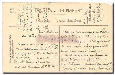 Notre-Dame de Paris — façade et flèche — éditeur YVON, série 51 — Rewers