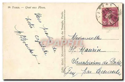 Paris — Quai aux Fleurs — Éd. Marcury, Paris, n°28 — Verso