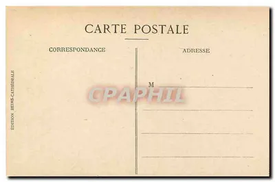 Reims — Tył wielkiego portalu katedry po pożarze — Wydawnictwo Reims-Cathédrale — Rewers
