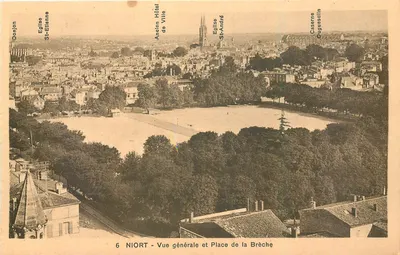 Niort - Vista geral e Praça da Breche — editor A la Civette, rue Ricart, Niort