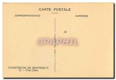 Chartreuse de Montrieux — Petit Cloître — Wydawca Audry, Marsylia — Rewers