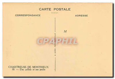 Chartreuse de Montrieux — Una celda y su jardín — M. Audry Edit. Marsella — Reverso
