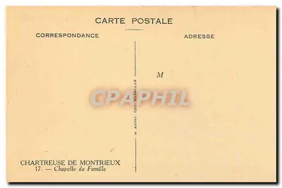 Chartreuse de Montrieux — Capilla de Familia — M. Aubry, Ed. Marsella — Reverso