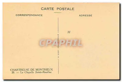 Chartreuse de Montrieux — Katedra św. Roseliny — wyd. M. Audry, Marsylia — Rewers