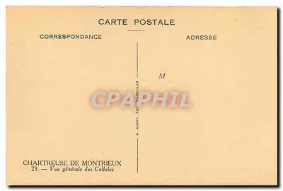 Chartreuse de Montrieux — Vista geral das Celulas — M. Audry, Ed. Marseille — Verso