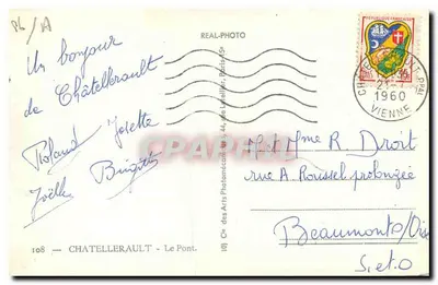 Châtellerault — O Pont — Cie des Arts Photomécaniques, 108 — Verso