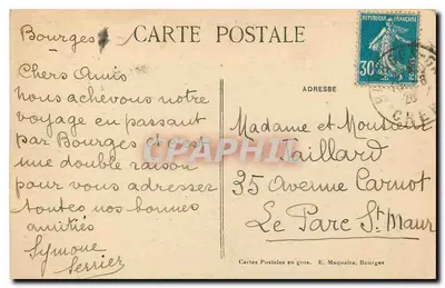 Bourges — Katedra, widok z ogrodu Hôtel de Ville — E.M. n°203 — Rewers