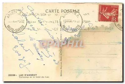 Lago d'Annecy — Talloires e fondo del Lago — Edizione Maroyoux, n° 25338 — Verso