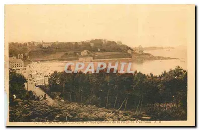 Bilhete postal antigo Perros Guirec C du N Vista geral da praia de Trestraou