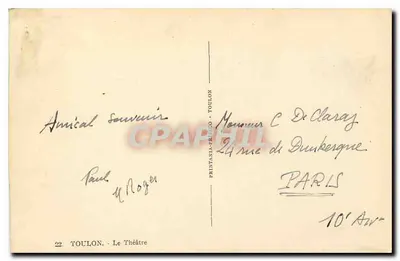 Toulon. - Het Municipale Theater — uitgever B.S.B. — Achterkant