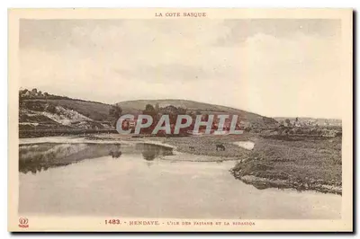 Hendaye - A Ilha dos Camponeses e a Bidarsoa — Fototipia Labouchie - Toulouse, n° 1483
