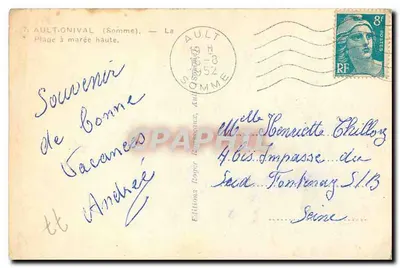 Ault-Onival (Somme) — A praia com maré alta — Edições Roger Rambaud — Verso