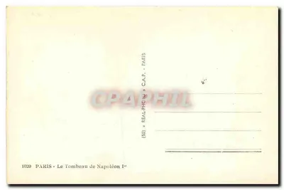 Túmulo de Napoleão I — Paris — editor C.A.P. n° 1020 — Verso