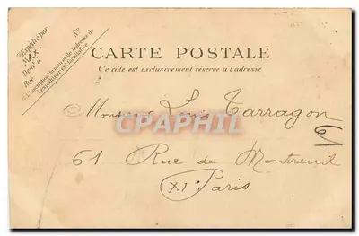 Vista del parco delle Buttes-Chaumont — scattata dall'interno della grotta — editore non identificato — Verso