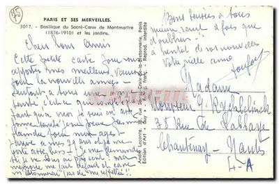 Basiliek van het Heilig Hart van Montmartre — Parijs — Editeurs d'Art Guy — Achterkant