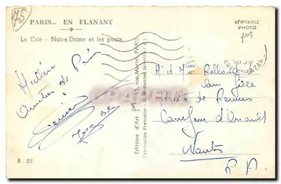 Paris — Notre-Dame e os pontes — Edições d'Art, Paris — Verso