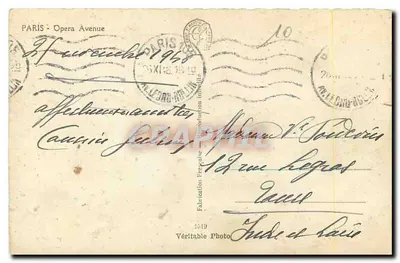 Paryż - Avenue de l'Opéra — widok panoramiczny — wydawca Ganio, nr 3519 — Rewers