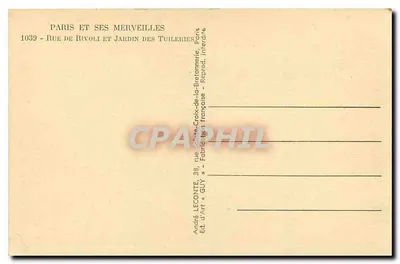 Parigi e le sue meraviglie — Via Rivoli e Giardino delle Tuileries — Ed. GUY — Verso
