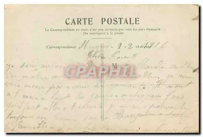 Paryż — Wieża Eiffla — Karta pocztowa datowana 1916 — Rewers