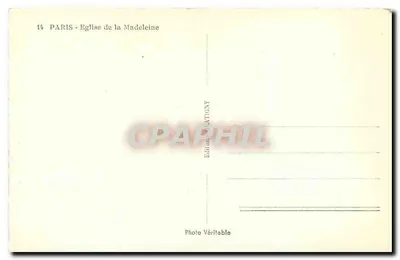 Paris - Kirche der Madeleine — Verlag Artigny, Nr. 14 — Rückseite