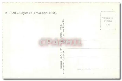 Paryż. Katedra Madeleine (1806) — Wydawnictwo e.L.A.T., ulica Valois, Paryż — Rewers