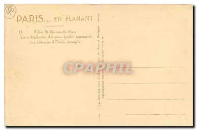 Igreja de Saint-Etienne-du-Mont — A multiplicação dos pães (Antigo Testamento) — Edições d'Art YVON, Paris — Verso