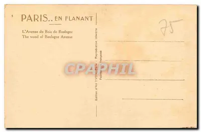 Parigi — La Via del Bois de Boulogne — Edizione d'Arte YVON, n°1 — Verso