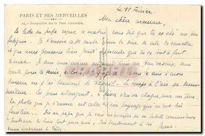 Parigi e le sue meraviglie — Prospettiva sul Ponte Alexandre III — editore A. Leconte, Parigi — Verso